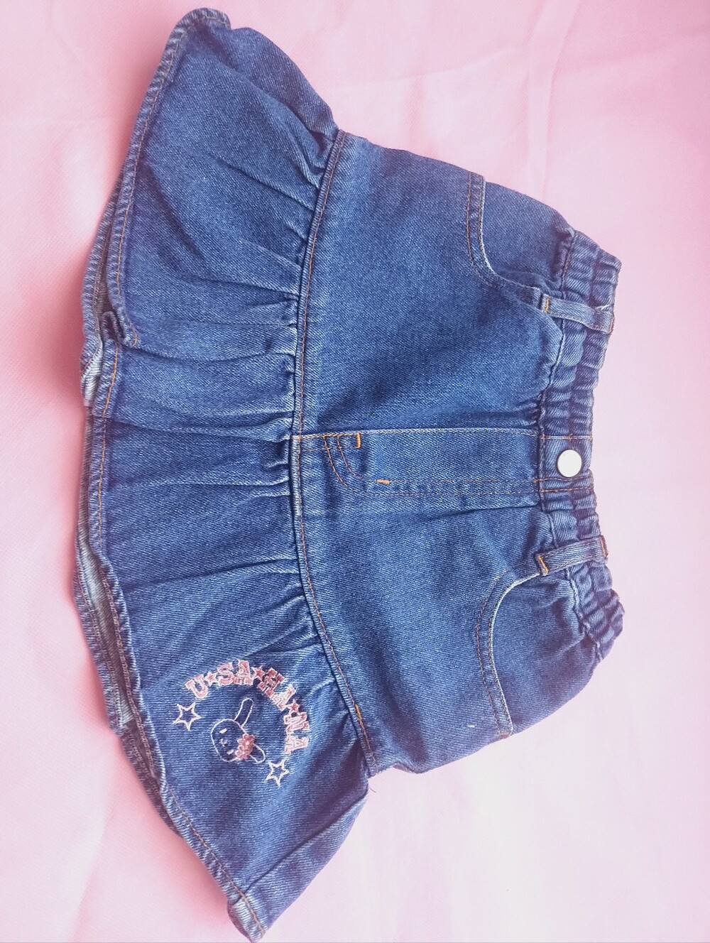 Sanrio Usahana vintage Blue Denim Ruffle Skirt girls dress
